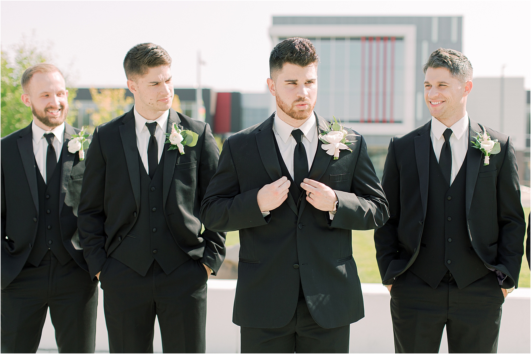groomsmen black suits