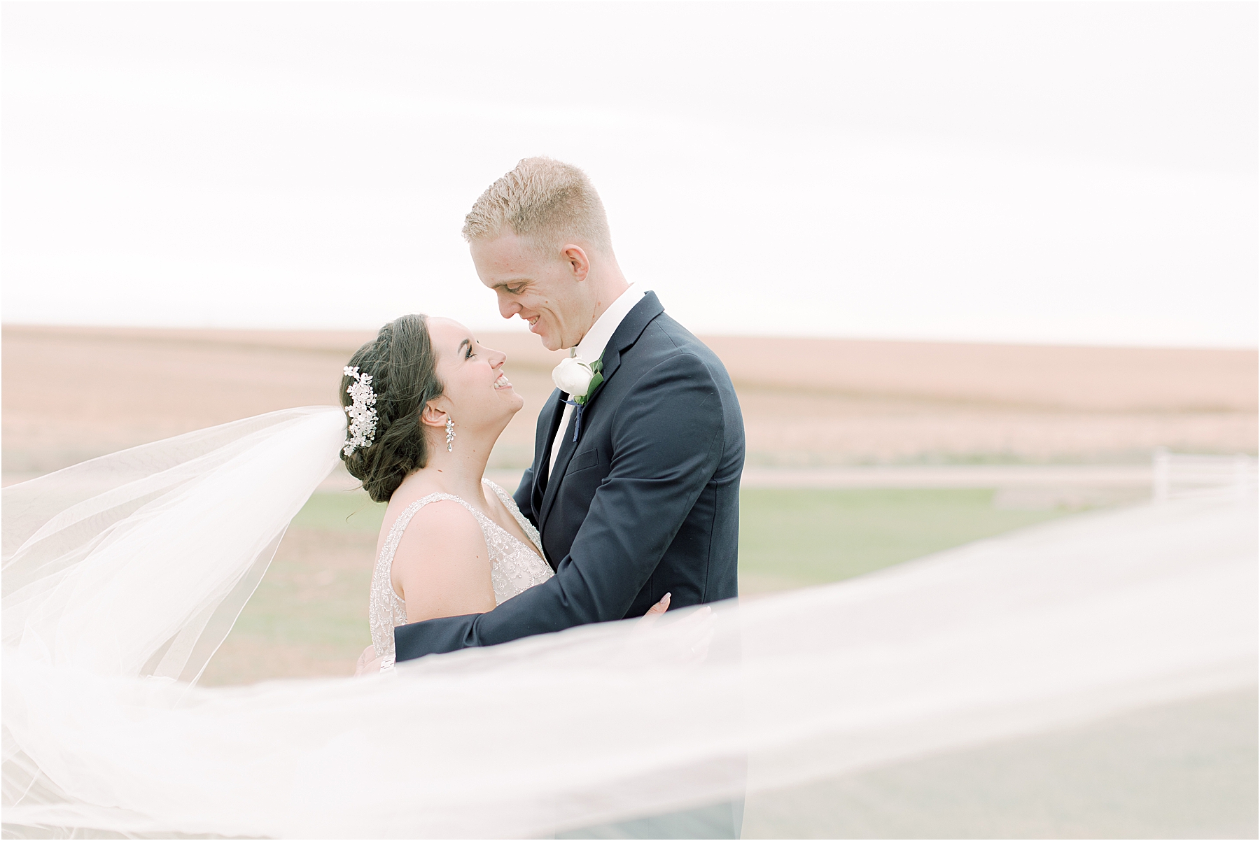 Bride and Groom long veil