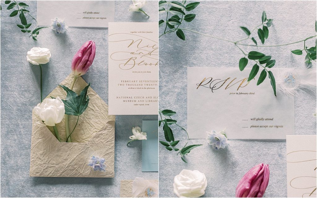 National Czech and Slovak Museum Wedding Editorial with themes from Bridgerton.
