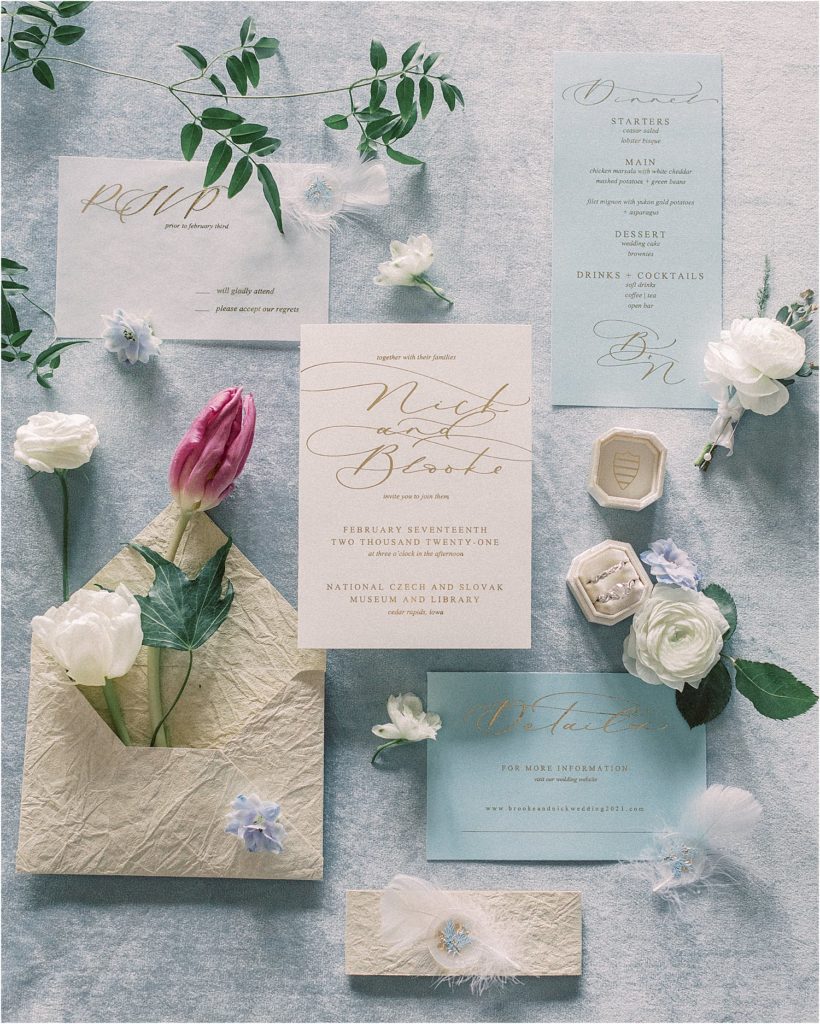 National Czech and Slovak Museum Wedding Editorial with themes from Bridgerton.