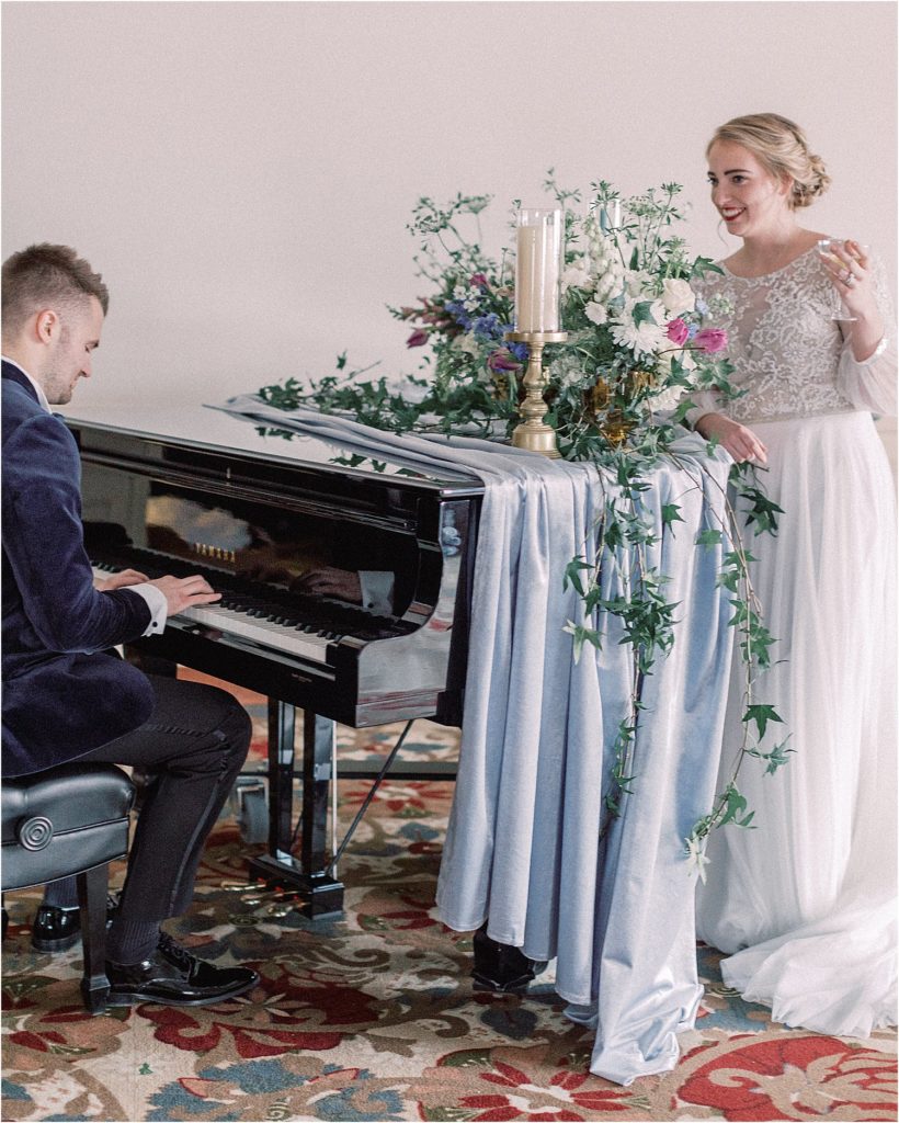 National Czech and Slovak Museum Wedding Editorial with themes from Bridgerton.