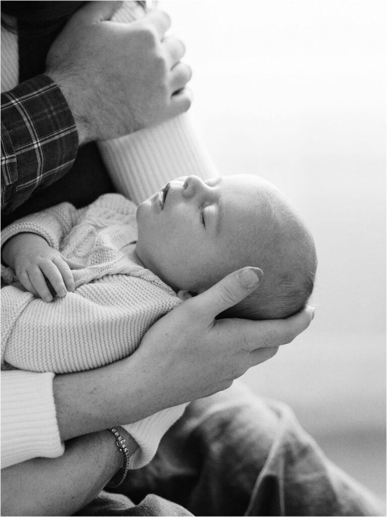 Black and white newborn photo