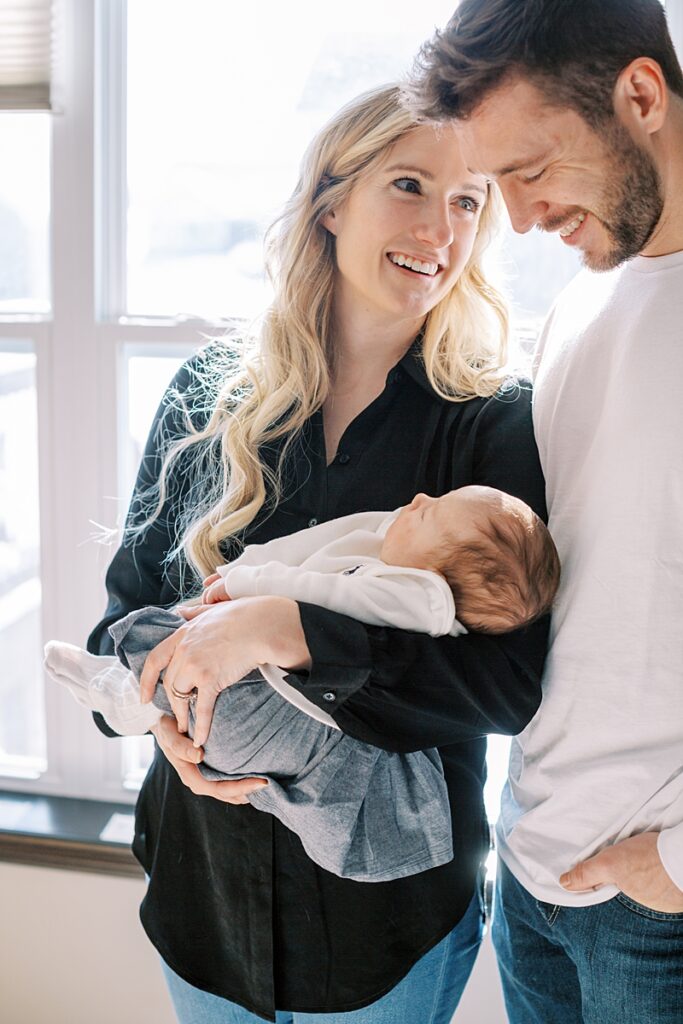 New baby home family session