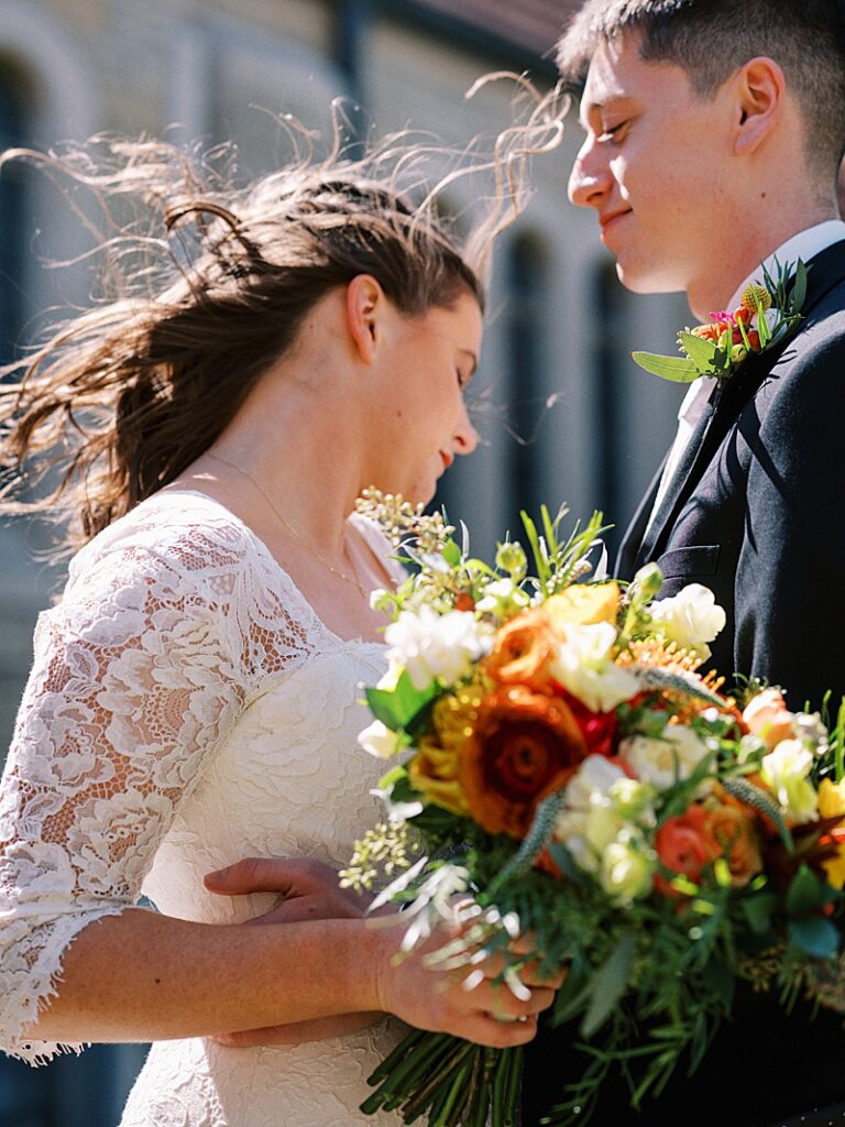 Bride and Groom at Country Cathedral Wedding