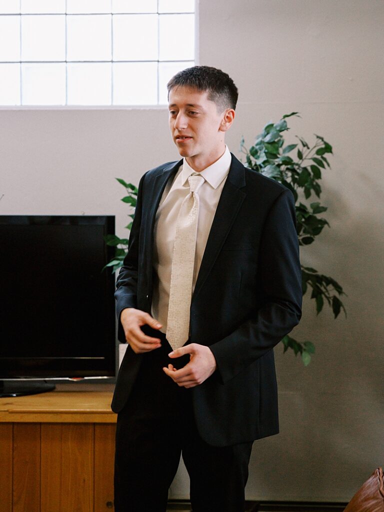 Groom at Country Cathedral Wedding