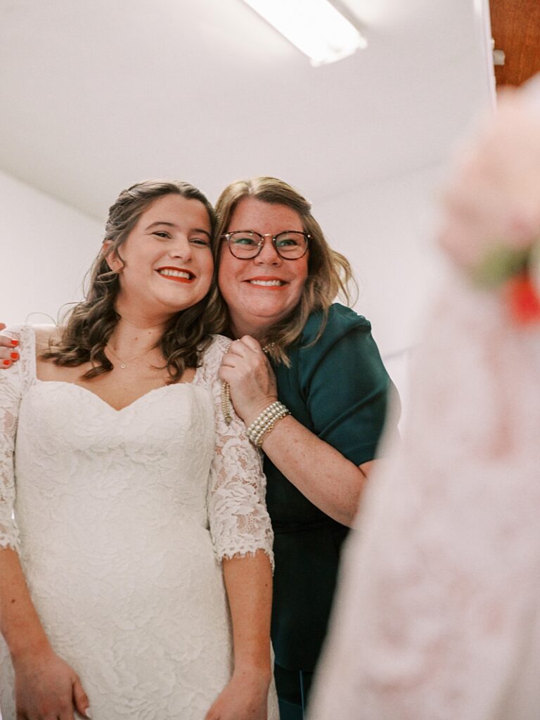 Bride and mom at Country Cathedral Wedding