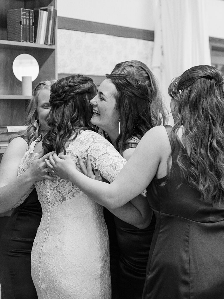 Bride and Bridesmaids at Country Cathedral Wedding