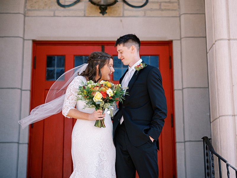 Bride and Groom at Country Cathedral Wedding