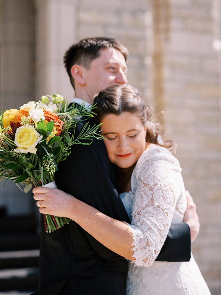 Bride and Groom at Country Cathedral Wedding