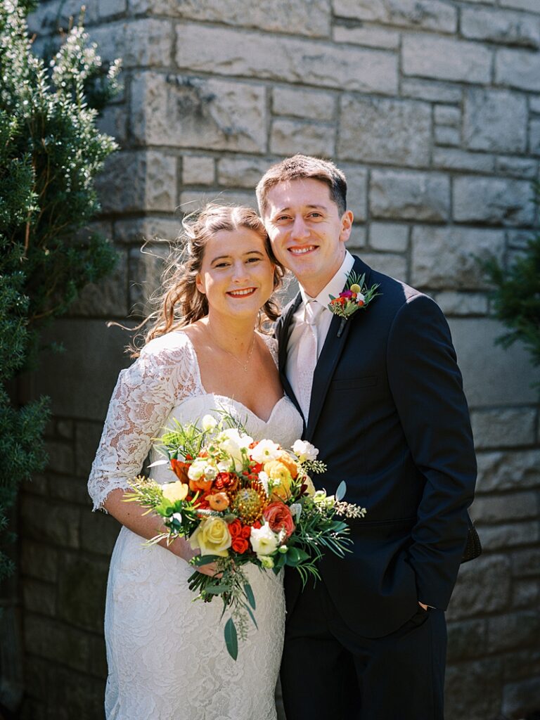 Bride and Groom at Country Cathedral Wedding