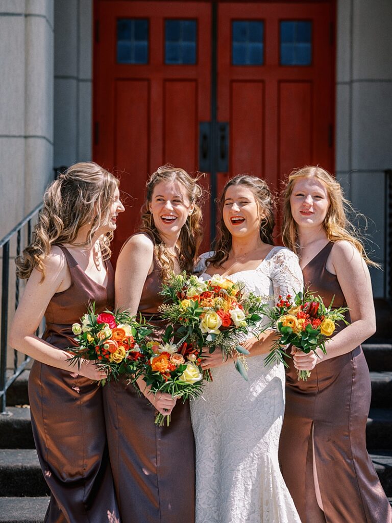 Bride and sisters at Country Cathedral Wedding