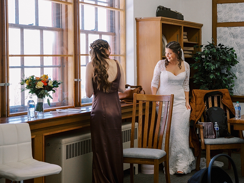 Bride and sister at Country Cathedral Wedding
