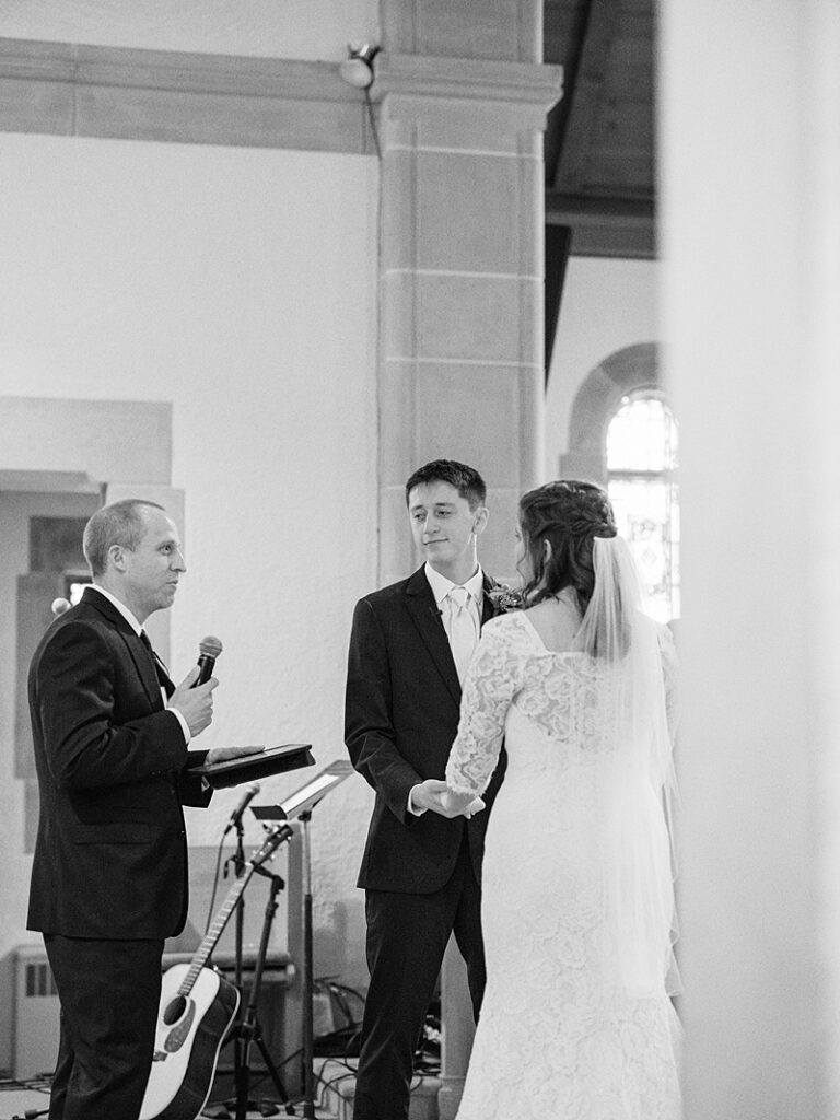 Bride and Groom at Country Cathedral Wedding