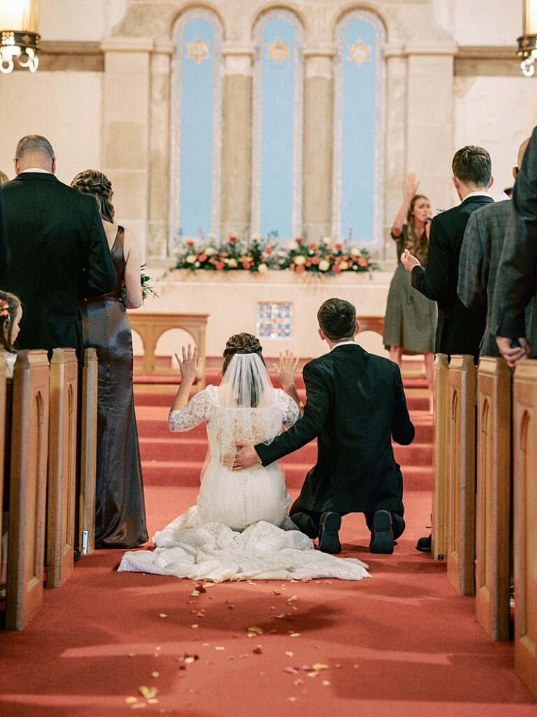 Bride and Groom at Country Cathedral Wedding