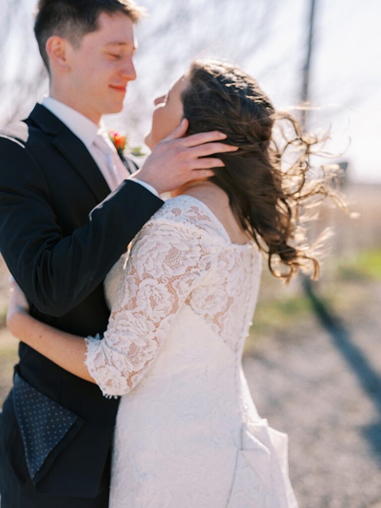 Bride and Groom at Country Cathedral Wedding