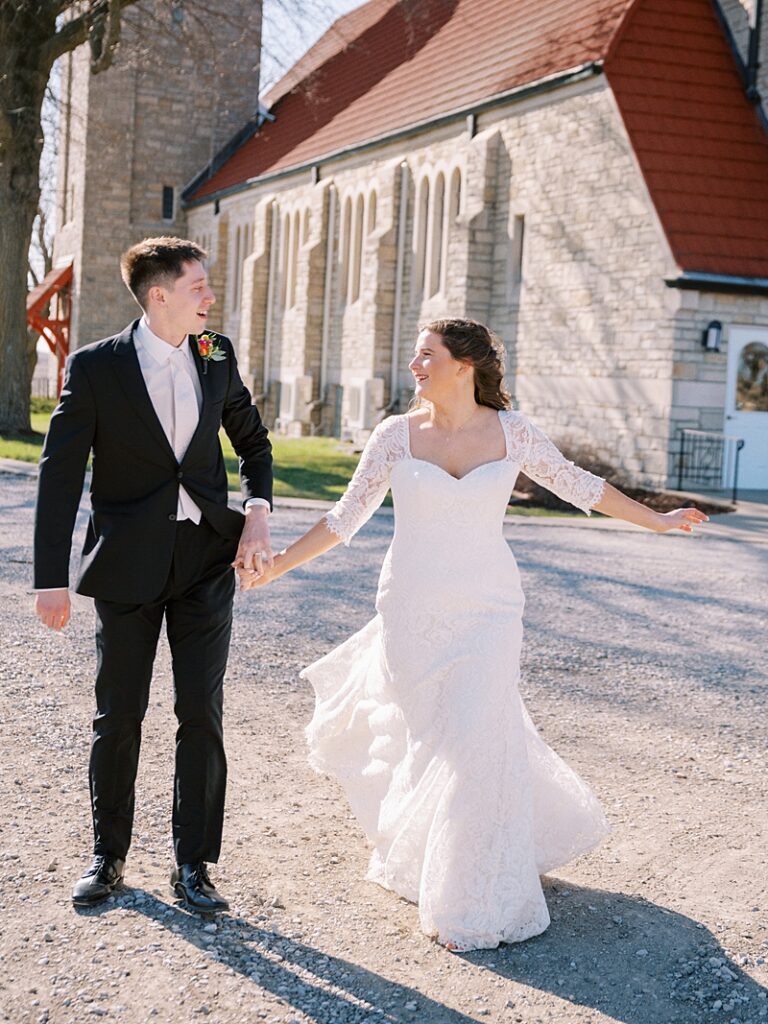 Bride and Groom at Country Cathedral Wedding